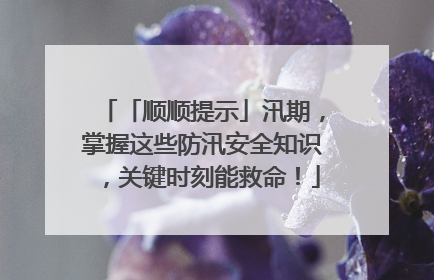 「顺顺提示」汛期，掌握这些防汛安全知识，关键时刻能救命！