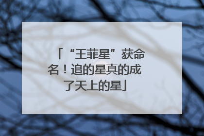 “王菲星”获命名！追的星真的成了天上的星