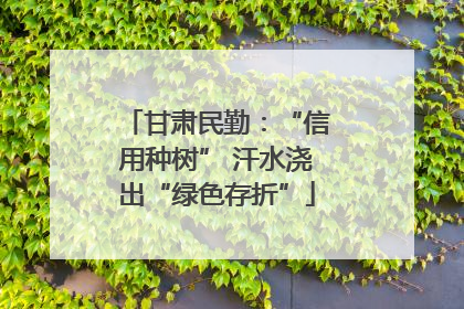 甘肃民勤：“信用种树” 汗水浇出“绿色存折”