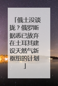 俄土没谈拢？俄罗斯据悉已放弃在土耳其建设天然气新枢纽的计划