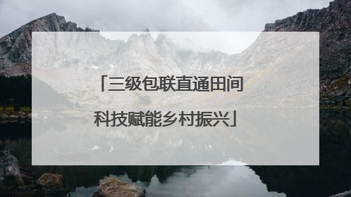 三级包联直通田间 科技赋能乡村振兴
