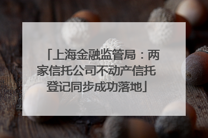 上海金融监管局：两家信托公司不动产信托登记同步成功落地