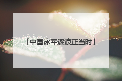 中国泳军逐浪正当时