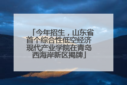 今年招生，山东省首个综合性低空经济现代产业学院在青岛西海岸新区揭牌