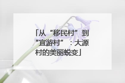 从“移民村”到“宜游村”：大源村的美丽蜕变