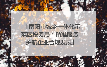 南阳市城乡一体化示范区税务局：精准服务护航企业合规发展