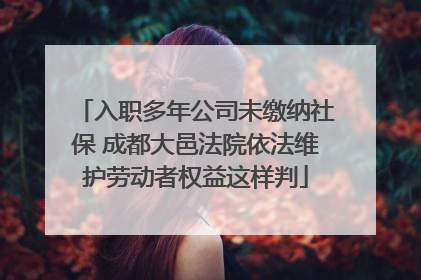 入职多年公司未缴纳社保 成都大邑法院依法维护劳动者权益这样判