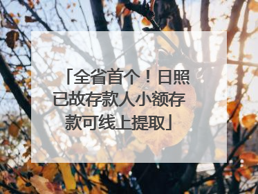 全省首个！日照已故存款人小额存款可线上提取