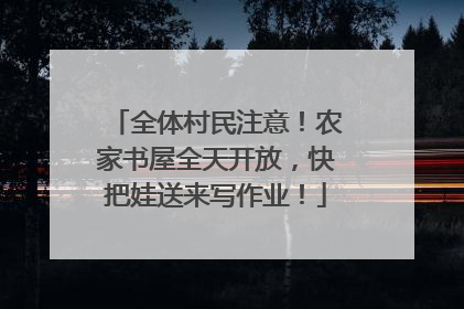 全体村民注意！农家书屋全天开放，快把娃送来写作业！