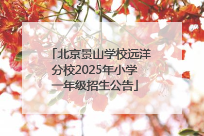 北京景山学校远洋分校2025年小学一年级招生公告