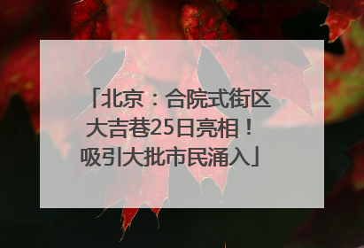 北京：合院式街区大吉巷25日亮相！吸引大批市民涌入