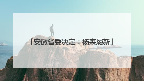 安徽省委决定：杨森履新
