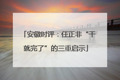 安徽时评：任正非“干就完了”的三重启示