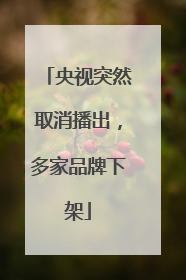 央视突然取消播出，多家品牌下架