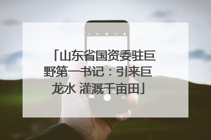 山东省国资委驻巨野第一书记：引来巨龙水 灌溉千亩田