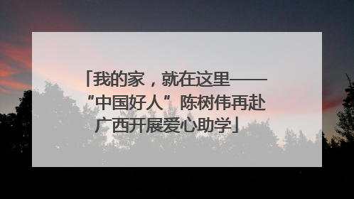 我的家，就在这里——“中国好人”陈树伟再赴广西开展爱心助学