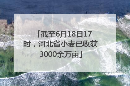 截至6月18日17时，河北省小麦已收获3000余万亩
