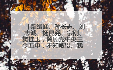 柴绪峰、孙长志、刘志诚、杨昆尧、宗刚、樊桂玉，罔顾党中央三令五申，不知敬畏、我行我素、肆意妄为！