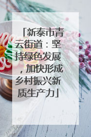 新泰市青云街道：坚持绿色发展，加快形成乡村振兴新质生产力