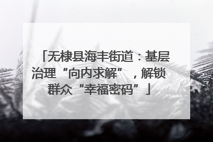无棣县海丰街道：基层治理“向内求解”，解锁群众“幸福密码”