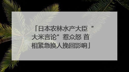日本农林水产大臣“大米言论”惹众怒 首相紧急换人挽回影响