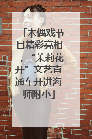 木偶戏节目精彩亮相，“茉莉花开”文艺直通车开进海师附小
