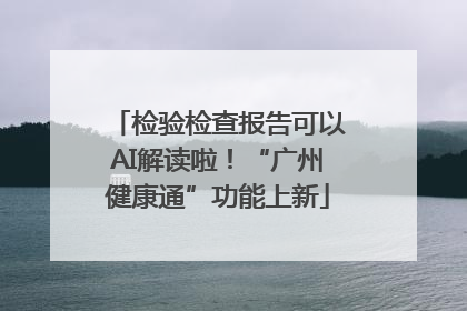 检验检查报告可以AI解读啦！“广州健康通”功能上新