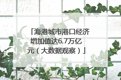 海港城市港口经济增加值达6.7万亿元（大数据观察）
