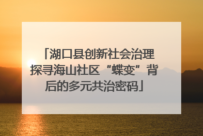 湖口县创新社会治理 探寻海山社区“蝶变”背后的多元共治密码