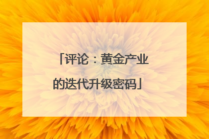 评论：黄金产业的迭代升级密码