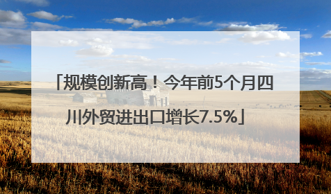 规模创新高！今年前5个月四川外贸进出口增长7.5%