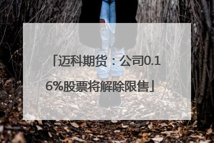 迈科期货：公司0.16%股票将解除限售