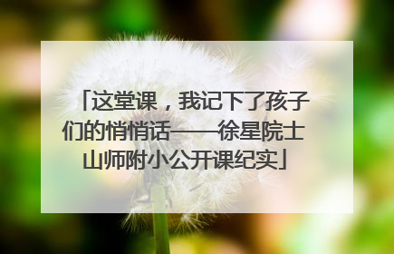 这堂课，我记下了孩子们的悄悄话——徐星院士山师附小公开课纪实