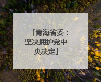 青海省委：坚决拥护党中央决定