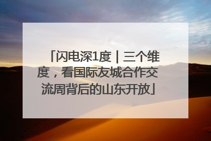 闪电深1度｜三个维度，看国际友城合作交流周背后的山东开放