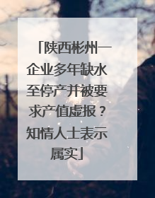 陕西彬州一企业多年缺水至停产并被要求产值虚报？知情人士表示属实
