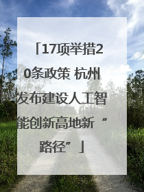 17项举措20条政策 杭州发布建设人工智能创新高地新“路径”